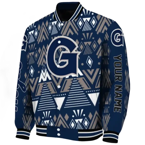customized georgetown hoyas pyramid shapes blue varsity jacket best selling