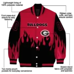 customized georgia bulldogs flame border red black varsity jacket best selling.webp