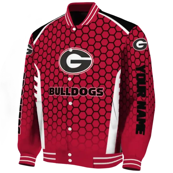 customized georgia bulldogs hexagon grid red varsity jacket best selling
