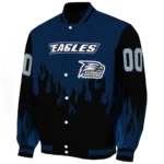 customized georgia southern eagles flame border blue black varsity jacket best selling.webp
