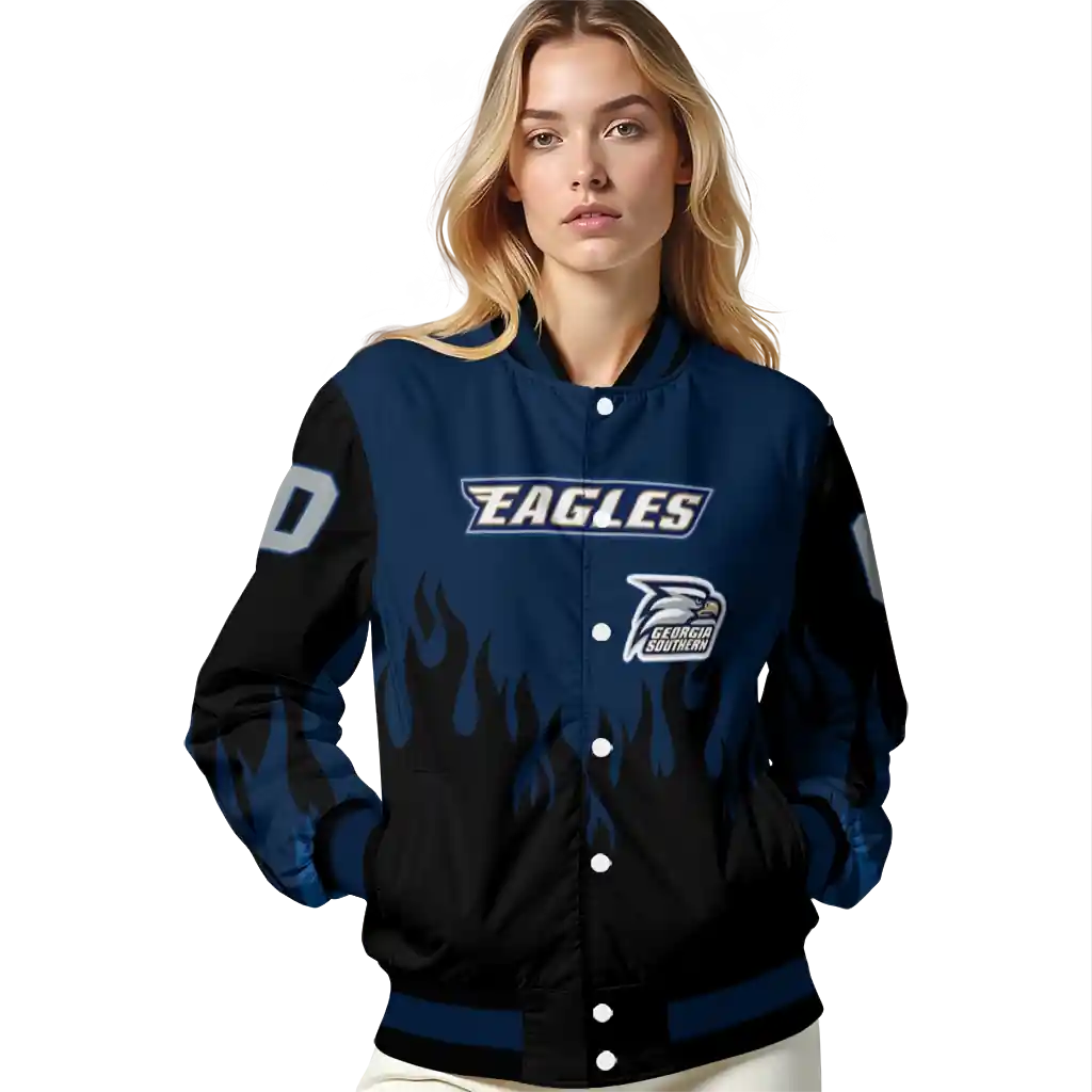 customized georgia southern eagles flame border blue black varsity jacket latest model.webp customized georgia southern eagles flame border blue black varsity jacket latest model.webp