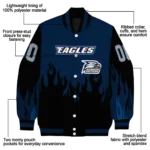 customized georgia southern eagles flame border blue black varsity jacket best selling.webp