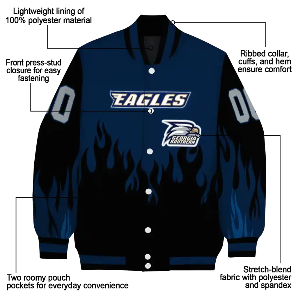 customized georgia southern eagles flame border blue black varsity jacket new arrival.webp customized georgia southern eagles flame border blue black varsity jacket new arrival.webp