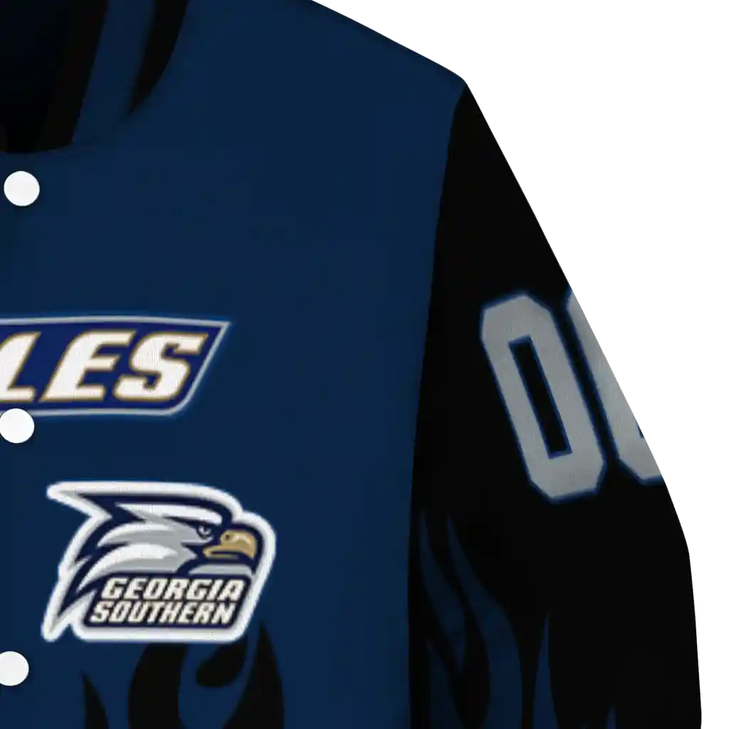 customized georgia southern eagles flame border blue black varsity jacket premium grade.webp customized georgia southern eagles flame border blue black varsity jacket premium grade.webp