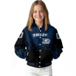 customized georgia southern eagles flame border blue black varsity jacket best selling.webp