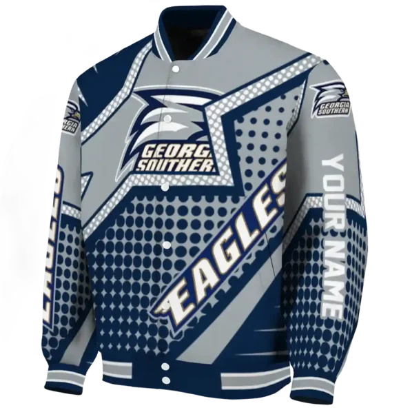 customized georgia southern eagles star burst blue varsity jacket best selling
