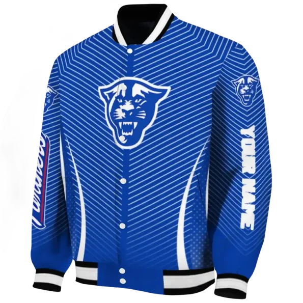 customized georgia state panthers chevron arrow blue varsity jacket best selling