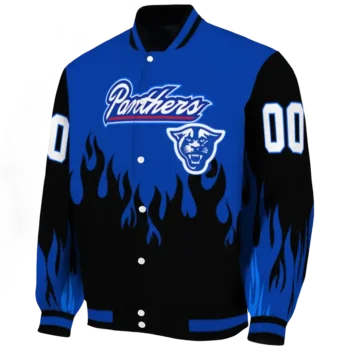 customized georgia state panthers flame border blue black varsity jacket best selling.webp