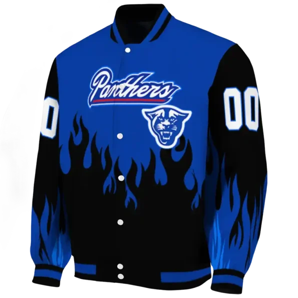 customized georgia state panthers flame border blue black varsity jacket best selling.webp
