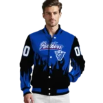 customized georgia state panthers flame border blue black varsity jacket best selling.webp