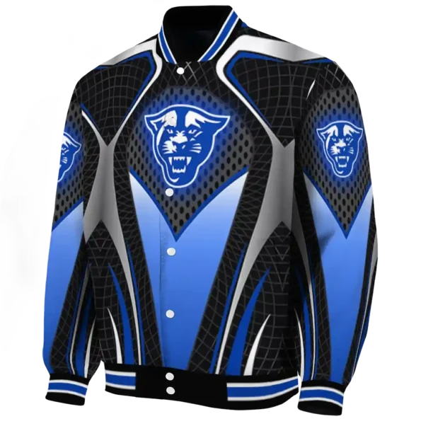 customized georgia state panthers mesh chest white black varsity jacket best selling