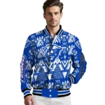 customized georgia state panthers pyramid shapes blue varsity jacket best selling.webp