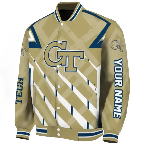 customized georgia tech yellow jackets chevron angles gold varsity jacket best selling.webp