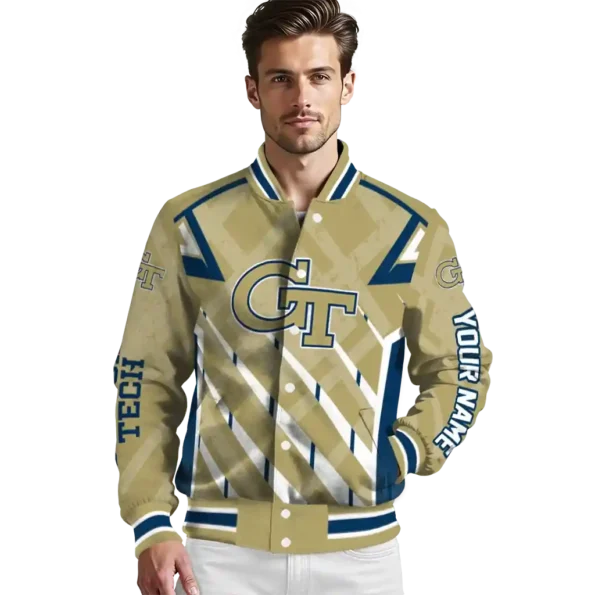 customized georgia tech yellow jackets chevron angles gold varsity jacket high quality.webp