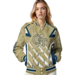 customized georgia tech yellow jackets chevron angles gold varsity jacket best selling.webp