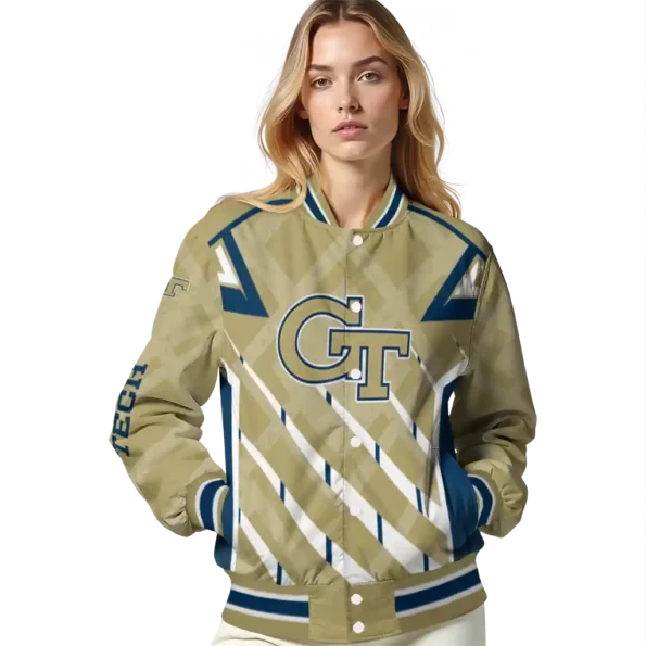 customized georgia tech yellow jackets chevron angles gold varsity jacket latest model.webp