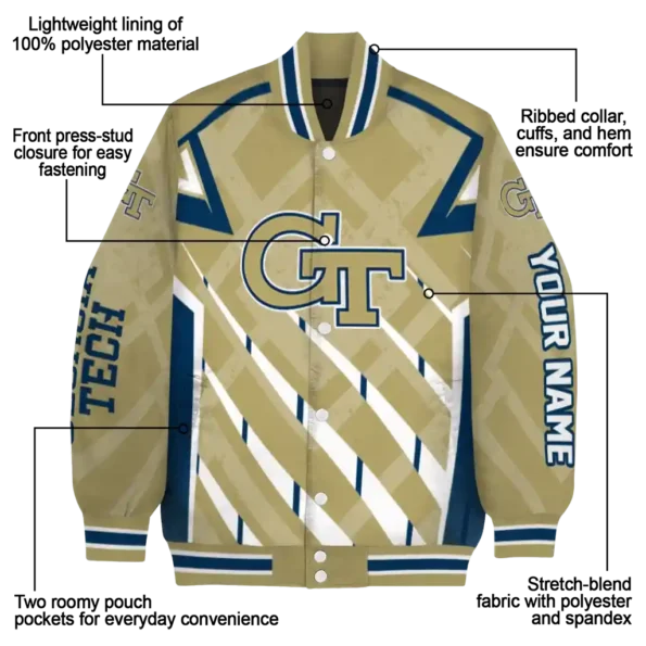 customized georgia tech yellow jackets chevron angles gold varsity jacket new arrival.webp