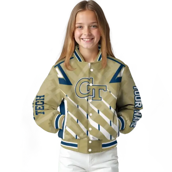 customized georgia tech yellow jackets chevron angles gold varsity jacket top rated.webp