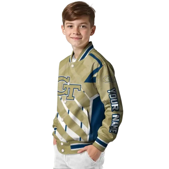 customized georgia tech yellow jackets chevron angles gold varsity jacket trendy.webp