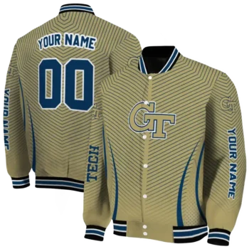 customized georgia tech yellow jackets chevron arrow gold varsity jacket fashion forward.webp