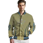 customized georgia tech yellow jackets chevron arrow gold varsity jacket best selling.webp