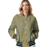 customized georgia tech yellow jackets chevron arrow gold varsity jacket best selling.webp