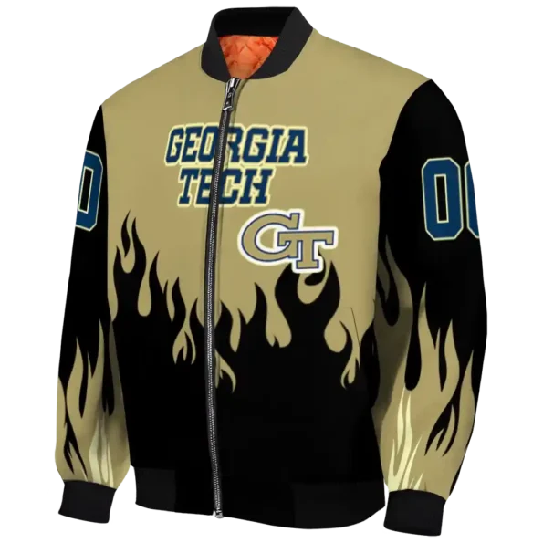 customized georgia tech yellow jackets flame border gold black bomber jacket best selling