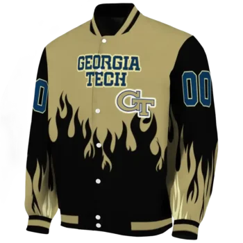 customized georgia tech yellow jackets flame border gold black varsity jacket best selling.webp