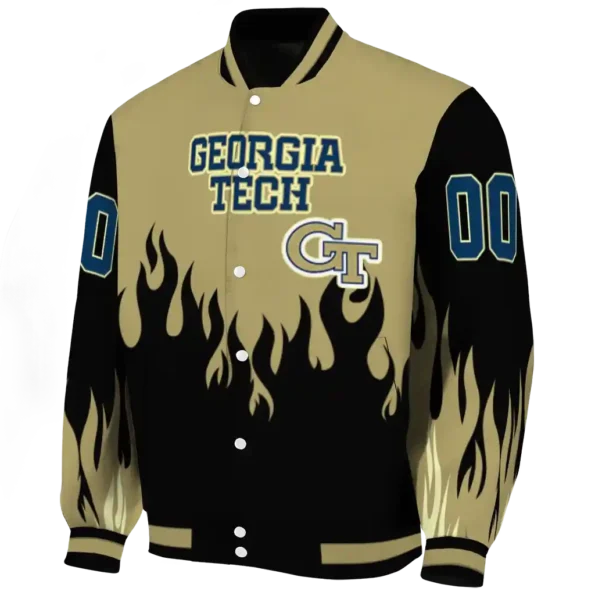 customized georgia tech yellow jackets flame border gold black varsity jacket best selling.webp
