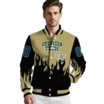 customized georgia tech yellow jackets flame border gold black varsity jacket best selling.webp