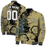 customized georgia tech yellow jackets hexagon cluster gold black varsity jacket best selling.webp