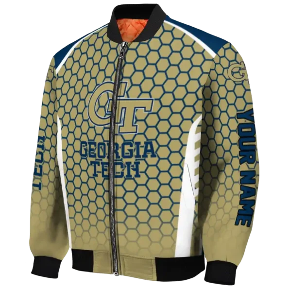 customized georgia tech yellow jackets hexagon grid gold bomber jacket best selling