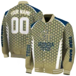 customized georgia tech yellow jackets hexagon grid gold varsity jacket best selling.webp