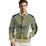 customized georgia tech yellow jackets hexagon grid gold varsity jacket best selling.webp