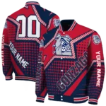 customized gonzaga bulldogs star burst blue varsity jacket best selling.webp