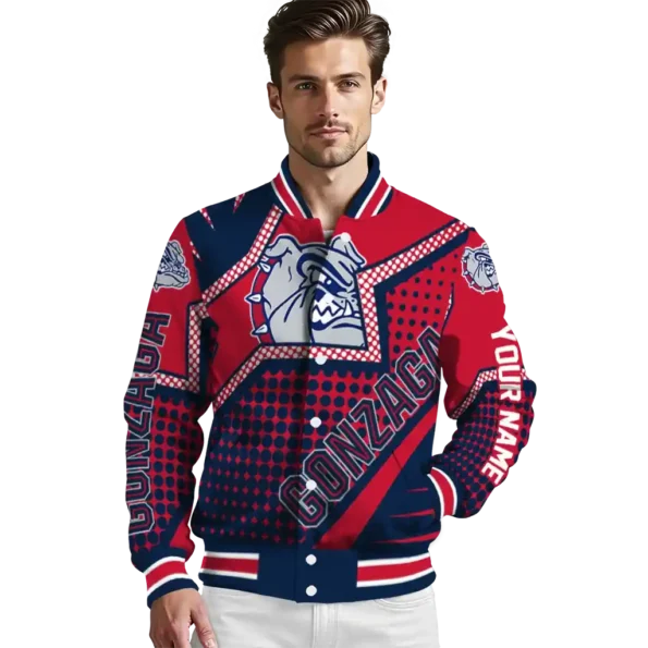 customized gonzaga bulldogs star burst blue varsity jacket high quality.webp