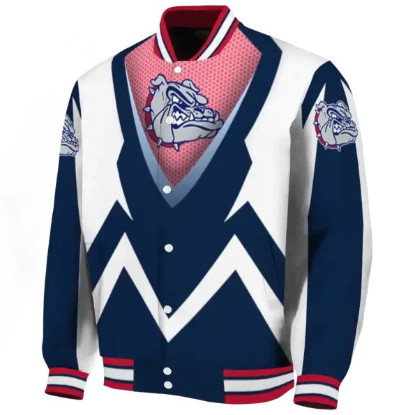 customized gonzaga bulldogs v stripes blue white varsity jacket best selling
