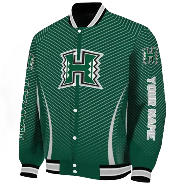 customized hawaii rainbow warriors chevron arrow green varsity jacket best selling