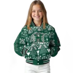 customized hawaii rainbow warriors pyramid shapes green varsity jacket best selling.webp