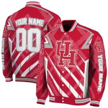 customized houston cougars chevron angles red varsity jacket fashion forward.webp