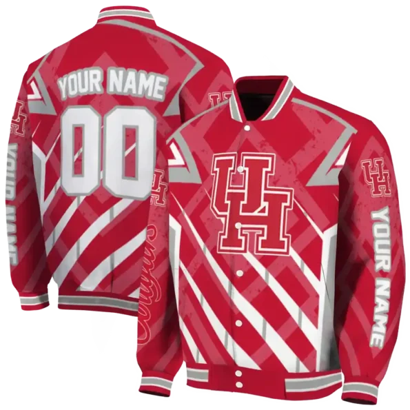 customized houston cougars chevron angles red varsity jacket fashion forward.webp