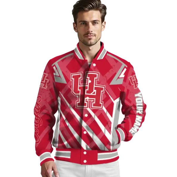 customized houston cougars chevron angles red varsity jacket high quality.webp