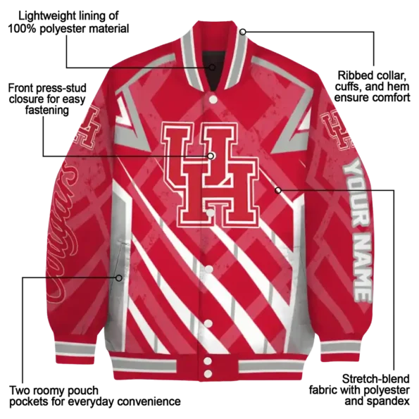 customized houston cougars chevron angles red varsity jacket new arrival.webp