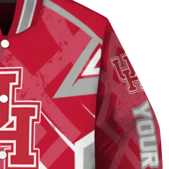 customized houston cougars chevron angles red varsity jacket premium grade.webp