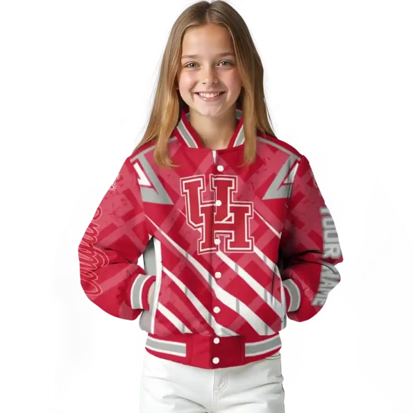customized houston cougars chevron angles red varsity jacket top rated.webp