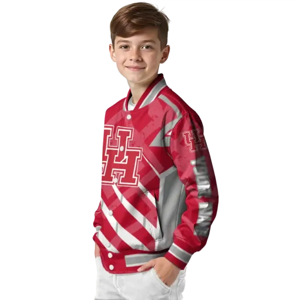 customized houston cougars chevron angles red varsity jacket trendy.webp