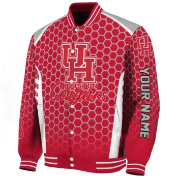 customized houston cougars hexagon grid red varsity jacket best selling.webp