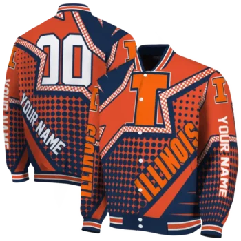 customized illinois fighting illini star burst blue varsity jacket fashion forward.webp