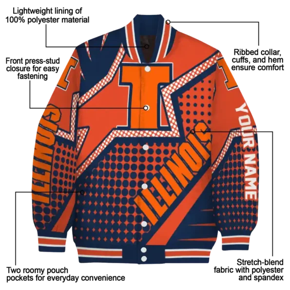 customized illinois fighting illini star burst blue varsity jacket new arrival.webp