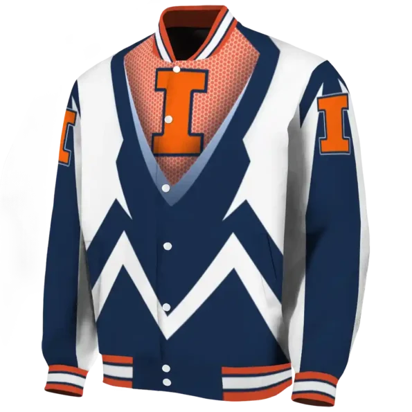 customized illinois fighting illini v stripes blue white varsity jacket best selling